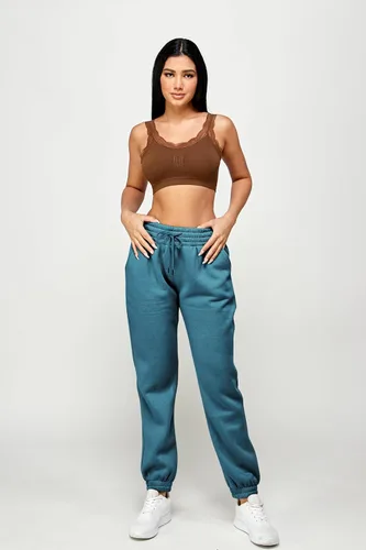 Vista 16 de IUUI Pantalones deportivos de cintura alta para mujer, con bolsillos, de algodón, holgados, atléticos