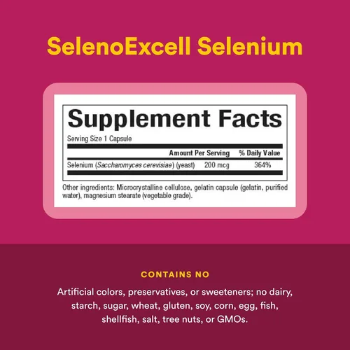 Vista 4 de Natural Factors, SelenoExcell Selenium 200mcg, Antioxidant & Immune Support, 90 Capsules