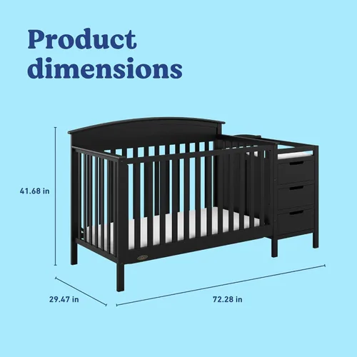 Vista 5 de Graco Benton - Cuna convertible 5 en 1 GREENGUARD Gold Certified, Baby Crib & Changing Table Combo, Includes Water-Resistant Changing Pad