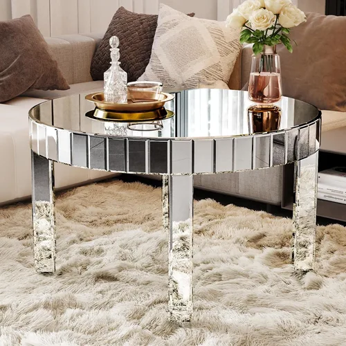 Vista 10 de Mesa de centro de cristal de 39 pulgadas, moderna mesa de centro de vidrio templado de 2 capas, mesas rectangulares para sala de estar, muebles