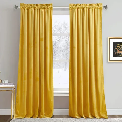 Vista 108 de RYB HOME Cortinas opacas de terciopelo para dormitorio, aislamiento térmico, privacidad, luz solar, bloqueo de calor, cortinas lujosas con bolsillo
