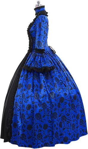 Vista 6 de SHOPESSA Disfraces de Halloween para mujer vestido victoriano vestido de baile para mujer retro medieval renacentista hasta el suelo ropa gótica