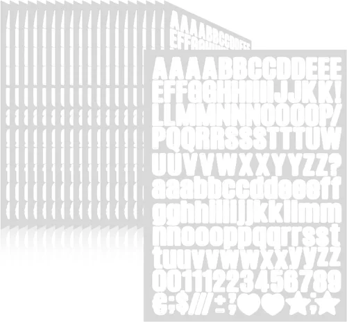 Vista 90 de 1550 piezas de 10 hojas de calcomanías de letras, calcomanías de números y alfabeto de buzón de vinilo, calcomanías autoadhesivas impermeables
