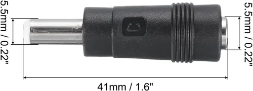 Vista 2 de uxcell Adaptador de conector de alimentación de CC, paquete de 5 conectores hembra de 0.217 x 0.083 in a conector macho de 0.217 x 0.098 in