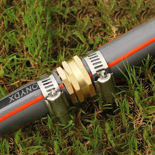 Vista 7 de Xiny Tool Conectores de reparación de manguera con abrazaderas, kit de reparación de manguera de jardín de aluminio de 5/8 pulgadas, conectores
