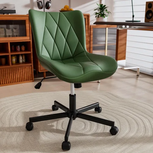 Vista 10 de Silla de Escritorio sin Brazos, Silla de Oficina para el Hogar Moderna sin Brazos, Silla de Computadora Ajustable en Altura y con Movimiento, Silla