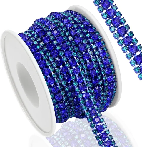 Vista 33 de Cadena de diamantes de imitación de 3 yardas con 3 filas para manualidades, cadena de cierre de diamantes de imitación plateada para hacer joyas