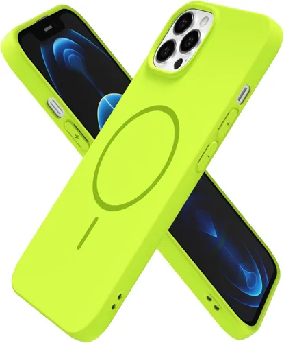 Vista 110 de Oakxco Funda de Silicona Mag Safe para iPhone 12 Pro Max, Funda Magnética Delgada y Fina Compatible con Carga Inalámbrica MagSafe, Bonita Funda