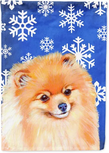 Vista 90 de Caroline's Treasures SC9374GF Bulldog English Snow flakes Holiday Garden Flag Buzón Bandera decorativa para patio exterior, patio, obras de arte