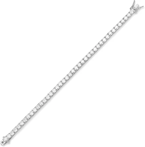 Vista 3 de Tienda Essentials Brazalete de tenis de plata de ley con circonia cúbica de corte redondo