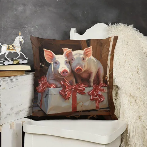 Vista 16 de Almohadas decorativas para cama, diseño de perro de Papá Noel con luces de Navidad, fundas de almohada para sofá para amantes de los perros, funda