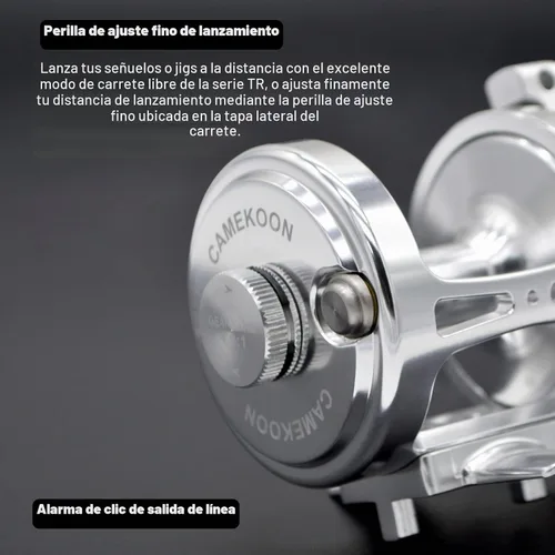 Vista 5 de Carretes de arrastre, 9+2 rodamientos de bolas de acero inoxidable, carrete convencional de arrastre de palanca, Marco de aluminio CNC, Alarma