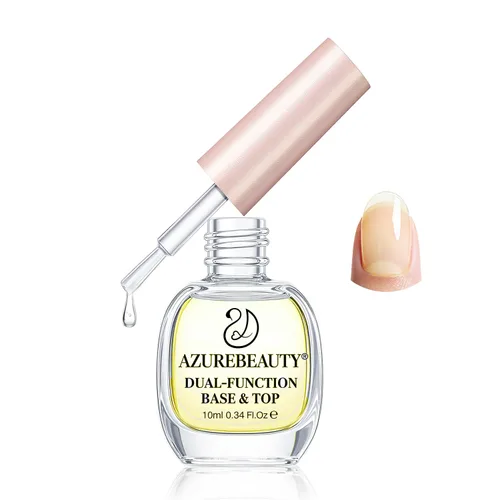 Vista 10 de AZUREBEAUTY Esmalte de uñas base y capa superior 2 en 1, fortalecedor transparente, secado rápido, brillo de alto brillo, sin rayas, fórmula suave