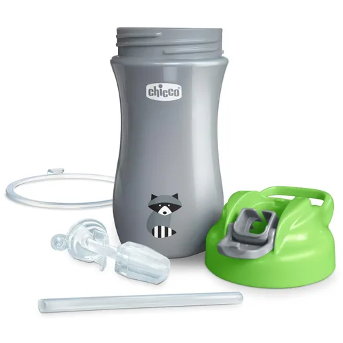 Vista 6 de Chicco Vaso para sorber de boquilla suave de 18 meses, botella de agua para niños pequeños de 12 onzas con diseño antiderrames, mango de fácil Verde