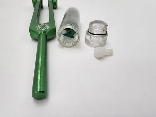 Vista 6 de Chakra - Juego de 8 diapasones ponderados con gema acrílica fusionada, varita extraíble para masaje de aceite, acupresión, terapia alternativa