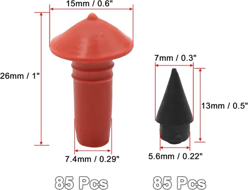Vista 3 de uxcell 170pcs coche universal hongo en forma de reparación de neumáticos insertos tapones rojo negro