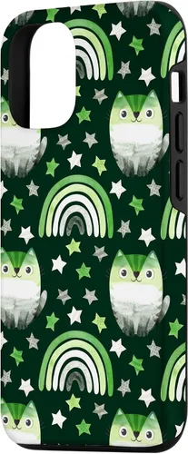 Vista 2 de Funda para iPhone 15 Aromantic Pride Month Green Rainbows Cats LGBT Gay Subtle Bi