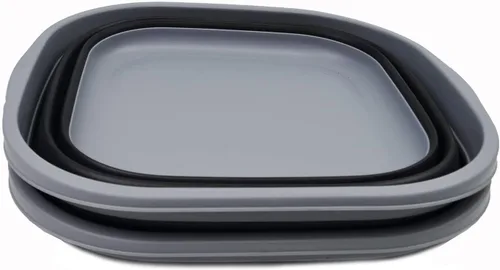 Vista 4 de SAMMART Juego de 2 tinas plegables de 10 litros (2.6 galones) - Tina plegable para platos - Lavabo portátil - Tina de plástico que ahorra espacio