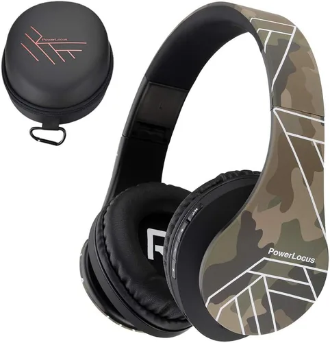 Vista 14 de PowerLocus - Audífonos Bluetooth sobre las orejas, auriculares inalámbricos plegables estéreo con cable y sin cable con micrófono incorporado, Micro