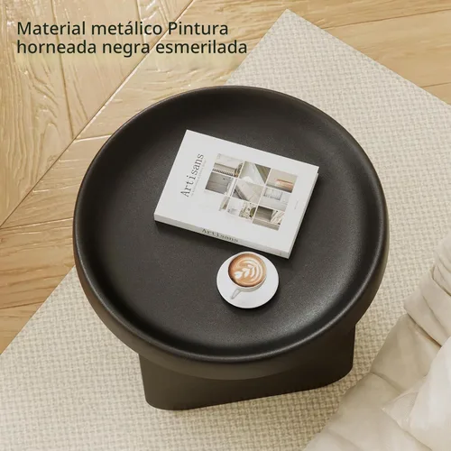 Vista 9 de Mesa auxiliar redonda, mesa auxiliar moderna, mesa de centro de metal pequeña, mesa decorativa circular única para sala de estar, dormitorio