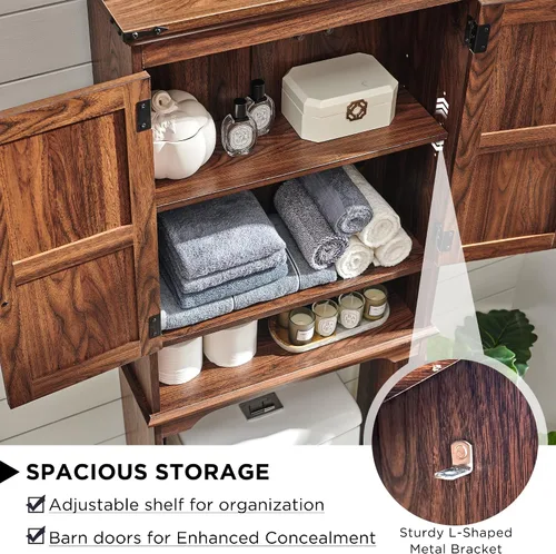Vista 9 de ACCOHOHO 67" Tall Farmhouse Over The Toilet Storage Bathroom Cabinet, Brown Marrón
