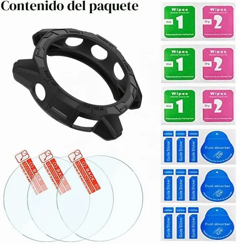 Vista 6 de Protector de pantalla para Garmin Epix pro 42MM/Fenix 7S y funda protectora de TPU HUADU, película de vidrio templado 9H, antiarañazos, alta