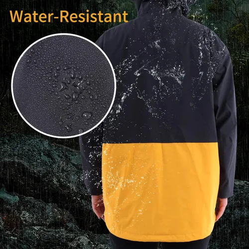 Vista 2 de YINGJIELIDE Chaqueta impermeable con capucha para hombre, abrigo de vela aislado a prueba de viento, sudadera con capucha Softshell cortavientos