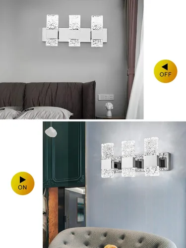 Vista 8 de Moderna lámpara LED para tocador de baño, acero inoxidable cromado, 3 lámparas de pared para iluminación de baño, Fuxture sobre espejo, 21.5