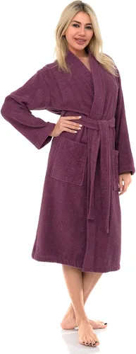 Vista 3 de TowelSelections Terry bata de baño tipo kimono de algodón turco, fabricada en Turquía, para mujer