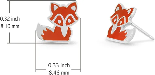 Vista 5 de Boma Pendientes de plata de ley con diseño de zorro