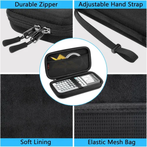 Vista 4 de Funda de transporte para calculadora gráfica para TI-84 Plus CE, funda protectora rígida de EVA a prueba de golpes para Texas Instruments TI-84 Plus