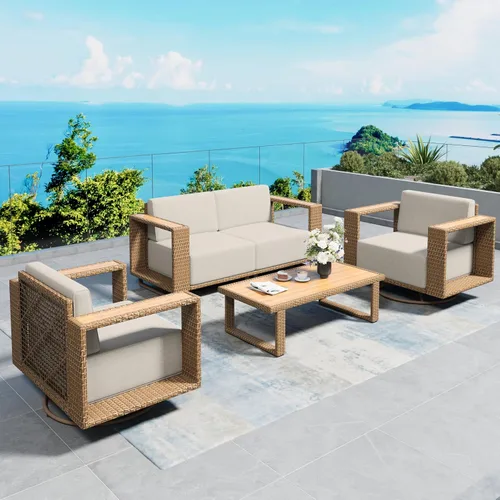 Vista 11 de SUNSHINE VALLEY 8 muebles seccionales de patio con cojín de 10 pulgadas de Beige-seccional