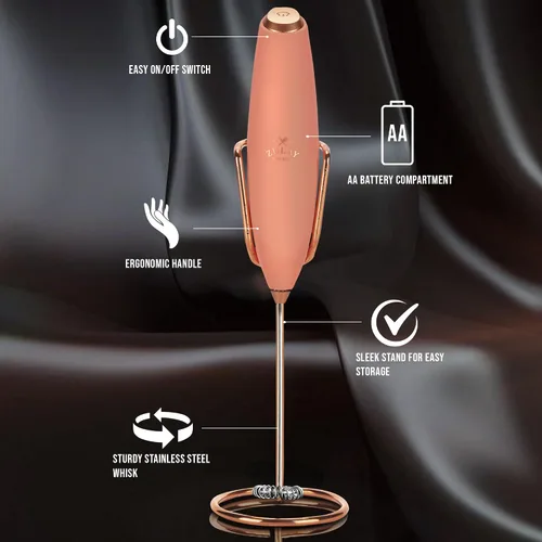 Vista 474 de Zulay Milk Boss Espumador de leche potente manual, hace espuma para latte, batidor para mezclar bebidas, café, miniespumador para capuchino, frappé
