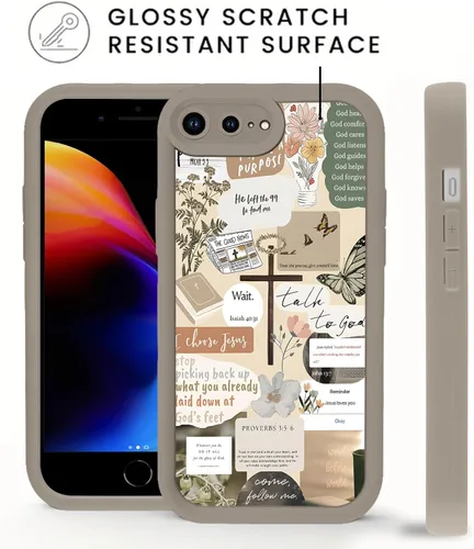Vista 4 de Paquete de 2 fundas protectoras para iPhone 8 Plus/7 Plus de 5.5 pulgadas con collage de versículos bíblicos de Jesús para mujeres y niñas, diseño
