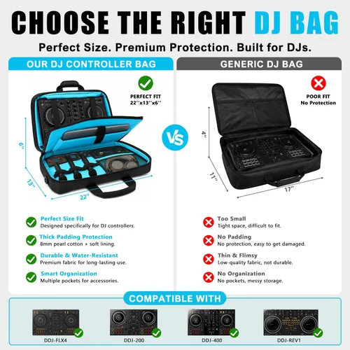 Vista 2 de Funda para controlador DJ DDJ-FLX4/REV1/400 con compartimento