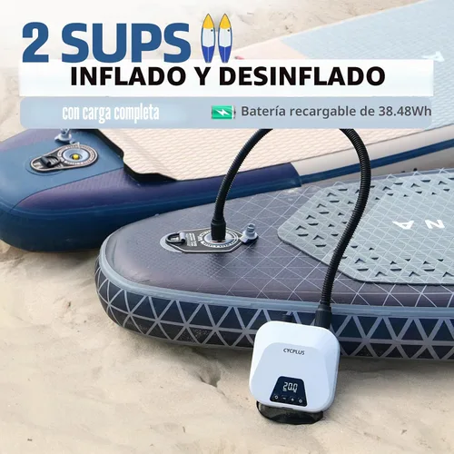 Vista 3 de CYCPLUS Smart SUP Air Pump, 20PSI, 38.48Wh Battery, Inflation & Deflation Compact size, 1.14kg, Auto-Off, 7 Nozzles, Air Pump for Stand Up Paddle