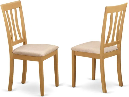 Vista 6 de East West Furniture ANTI3-OAK-C - Juego de mesa y sillas de cocina de 3 piezas que contiene una mesa de comedor redonda con pedestal y 2 sillas