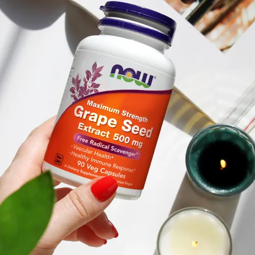 Vista 7 de Now Supplements, extracto de semilla de uva, fuerza máxima 500 mg (un extracto altamente concentrado con un mínimo de 90% de polifenoles), 90