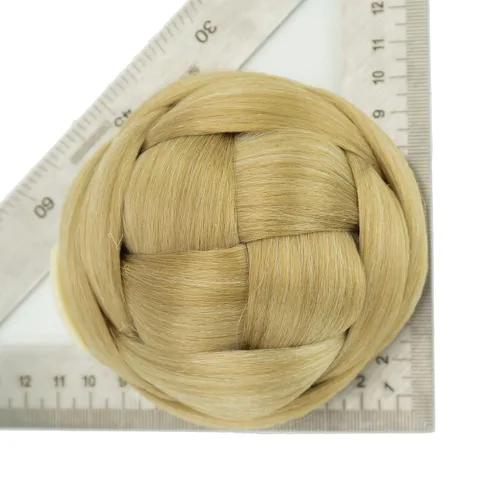Vista 5 de IMISSU Trenzado Chignon Dancer Hair Donut Hairpieces Scrunchie Claw Hair Moño Updo para bodas y fiestas (M3 rubio ceniza)