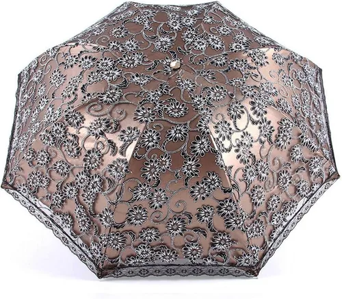 Vista 6 de Orgrimmar Sombrilla de encaje para mujer, protección anti-UV, UPF 50+, paraguas plegable ligero y portátil (negro)