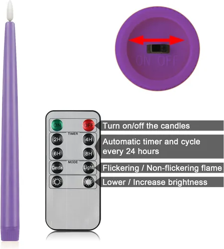 Vista 5 de CVHOMEDECO. Velas cónicas sin llama con control remoto de 10 teclas, velas LED parpadeantes con mecha 3D, funciona con pilas, velas de cera real