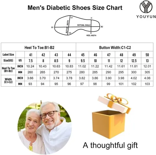 Vista 9 de youyun Zapatos para diabéticos para hombres mayores, anchos para hombres, zapatos para caminar, zapatos de cierre ajustable, transpirables, ligeros