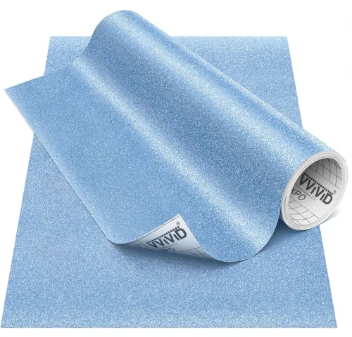 Vista 7 de VViViD DECO65 - Rollo de vinilo azul con purpurina para manualidades (1 pie x 6 pies), adhesivo permanente