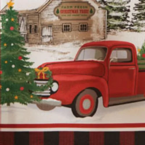 Vista 4 de Elrene Home Fashions Camino de mesa vintage de granja de árboles de Navidad, 13"x70", multicolor