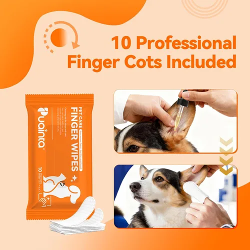 Vista 7 de PUAINTA Gotas para los oídos para perros con dediles, limpiador natural de oídos para perros y tratamiento de infecciones, solución de limpieza