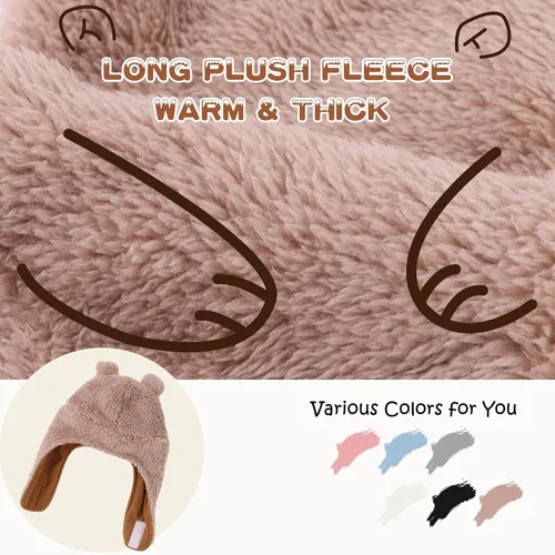 Vista 2 de Gorro de invierno para bebé con orejeras, unisex, gorro de nieve para bebés, gorro de forro polar cálido para niños de 0 a 36 meses