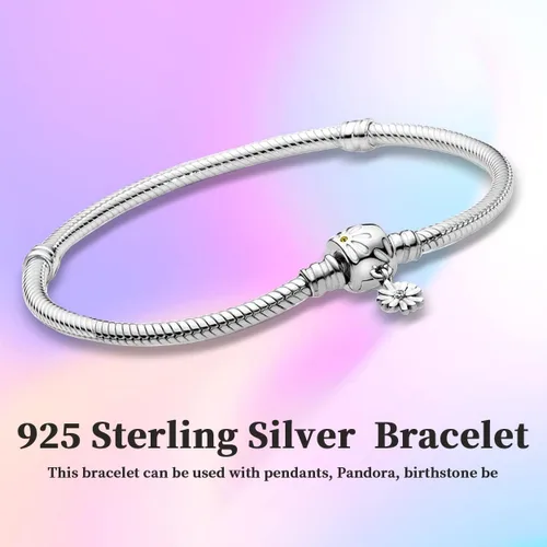 Vista 7 de LENDPLEX Pulsera de dijes para dijes, plata de ley S925 con cierre de corazón básico icónico de serpiente, pulsera de cadena de regalo para niñas