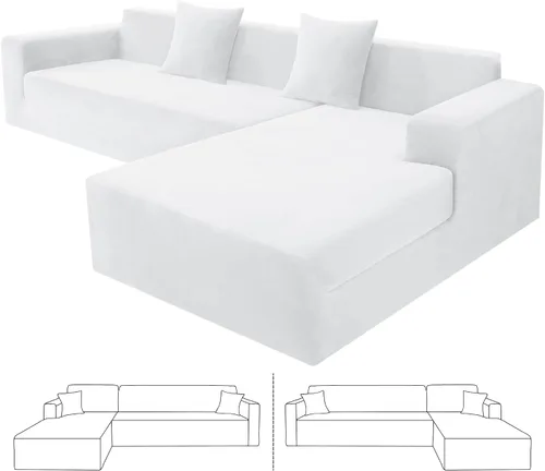 Vista 27 de ZNSAYOTX Fundas para sofá modular de terciopelo suave, fundas de felpa de lujo con parte inferior elástica para sofá modular en forma de L, 2