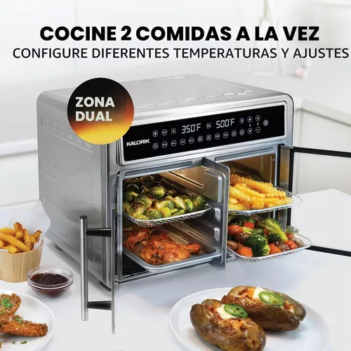 Vista 2 de Kalorik Horno freidora de aire serie MAXX Trio Flex de 26 cuartos de galón con controles digitales Puerta de fácil visión y 14 ajustes