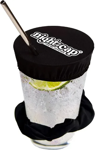 Vista 18 de Nightcap Coletero Cubrevasos - El Coletero Reutilizable para Prevención de Adulteración de Bebidas Como se Vio en Shark Tank Negro